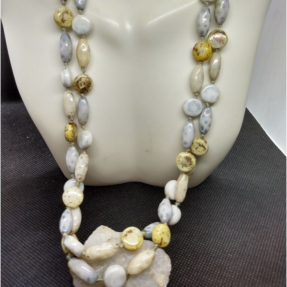 ❤️Dzi Old Carnelian Agate Ancient Himalayan Tibetan Spiritual Jewelry necklace